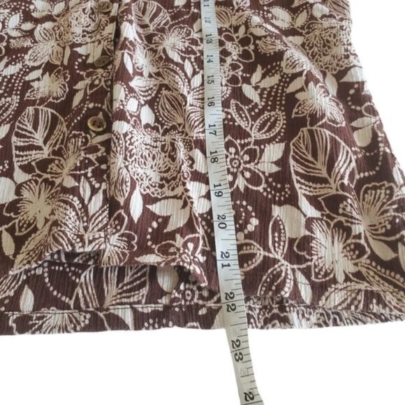 VINTAGE ERIKA Womens Button Up SZ SP Collar Floral Tropical Java Brown Textured - Picture 4 of 9
